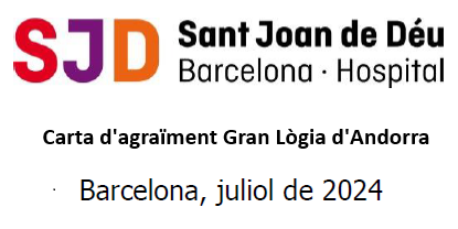 Carta d’agraïment a la GLA del Hospital Sant Joan de Déu